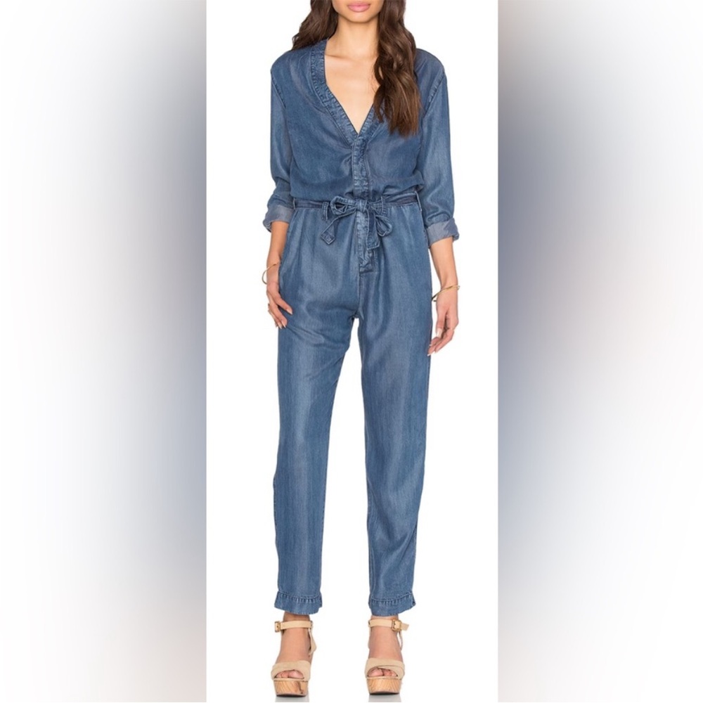 Free People Lou Denim Chambray Blue Jumpsuit 8